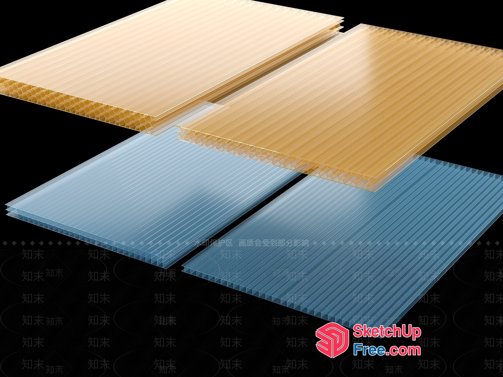 Glass Brick Wall Panels 3D SketchUp File