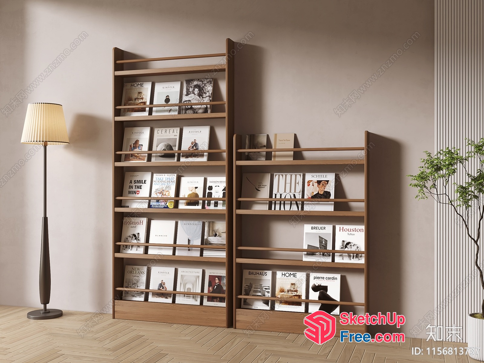 Modern Bookshelf And Bookcase Arrangement 3D SketchUp File