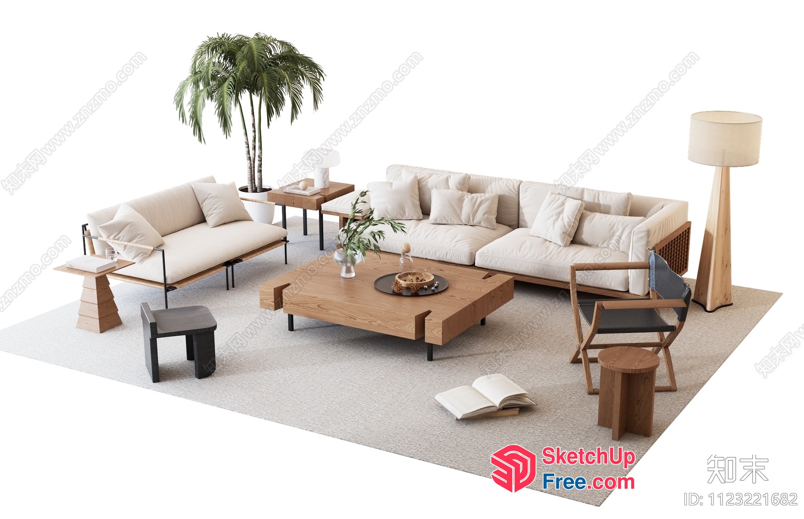 Modern Minimalist Living Room Furniture Arrangement 3D SketchUp File