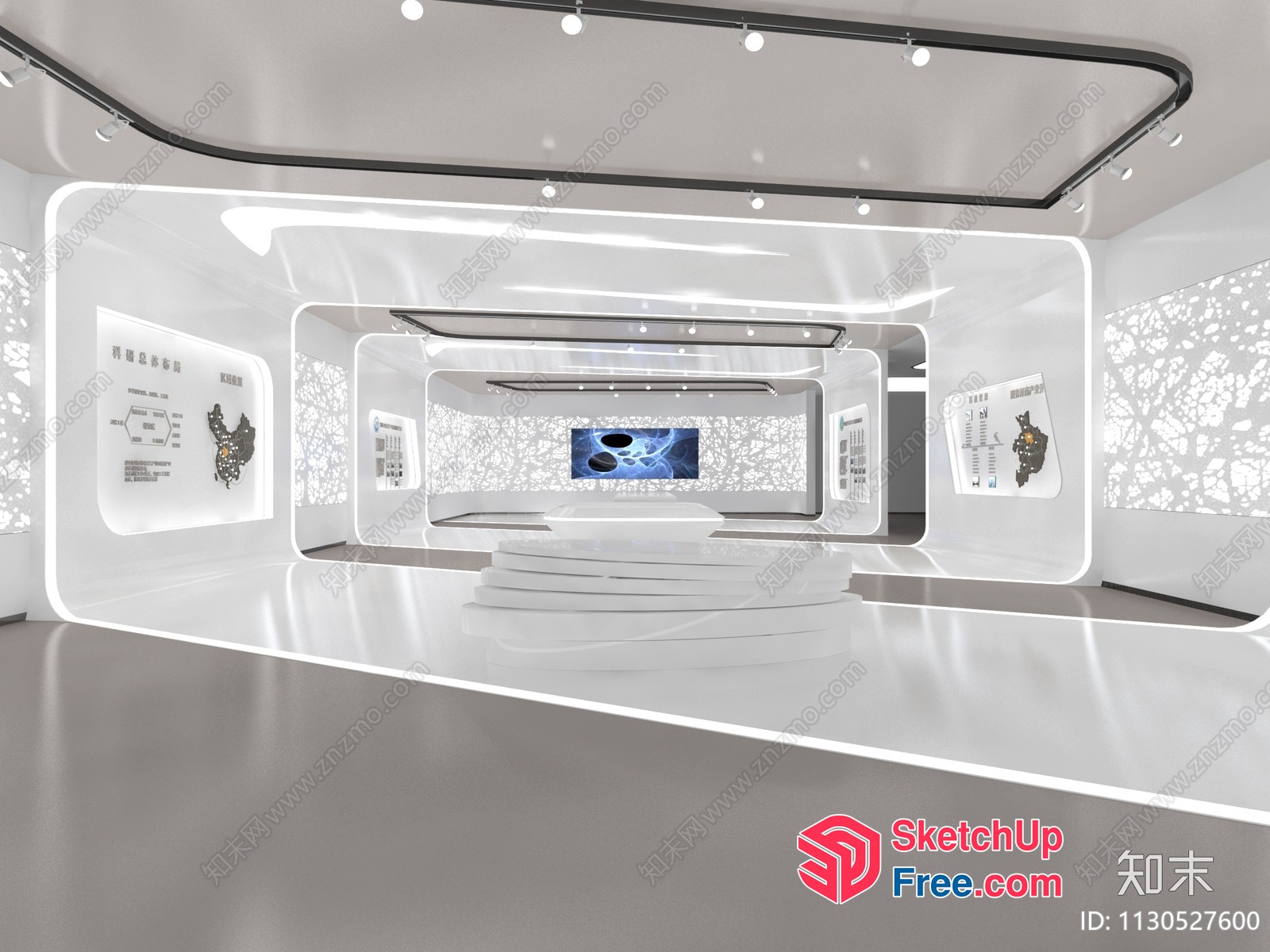 Futuristic Space-Themed Exhibition Hall 3D SketchUp File