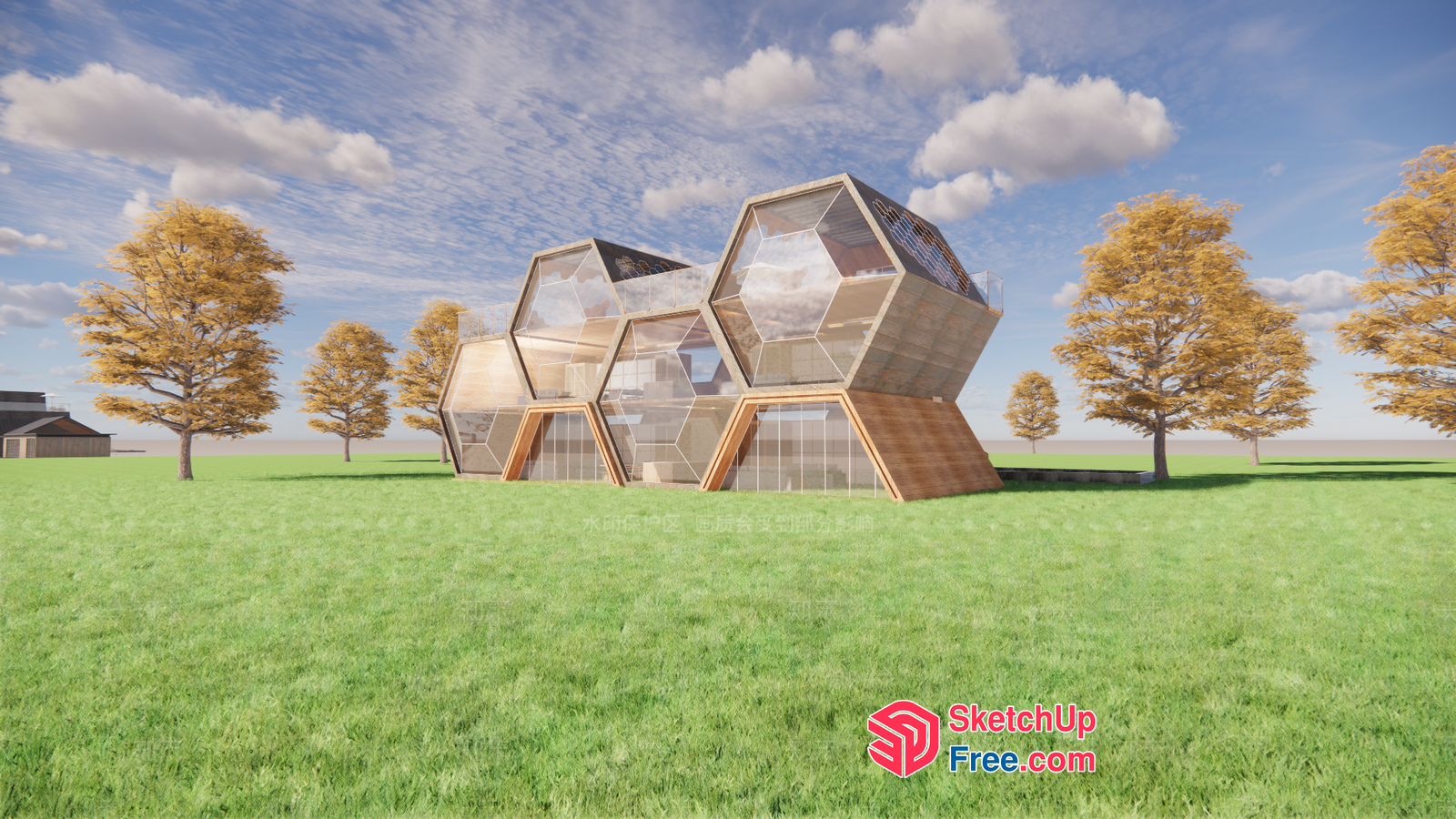 Futuristic Honeycomb-Structured Building 3D SketchUp File