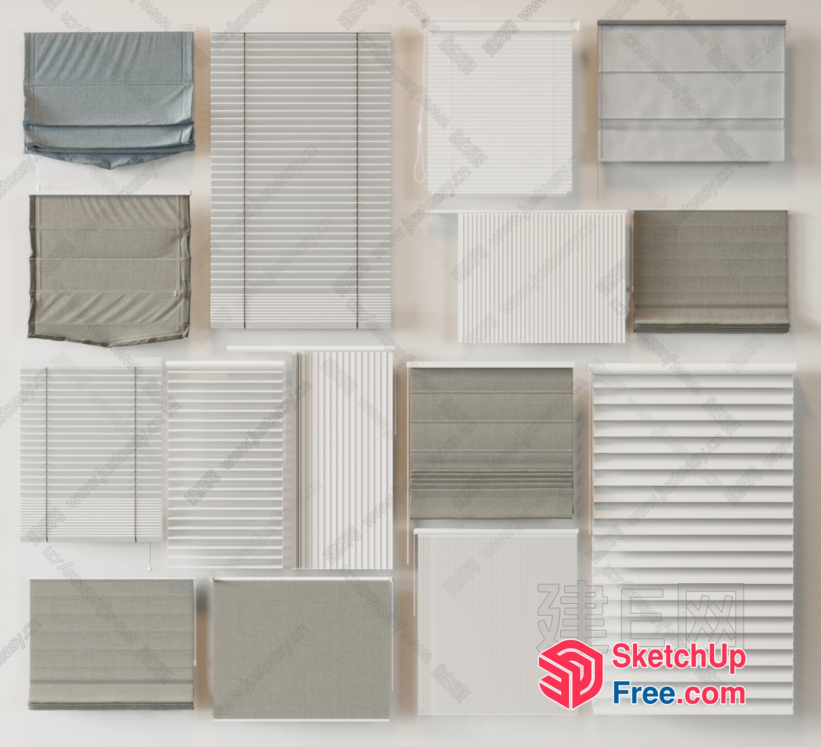 White And Gray Window Blinds Collection 3D SketchUp File