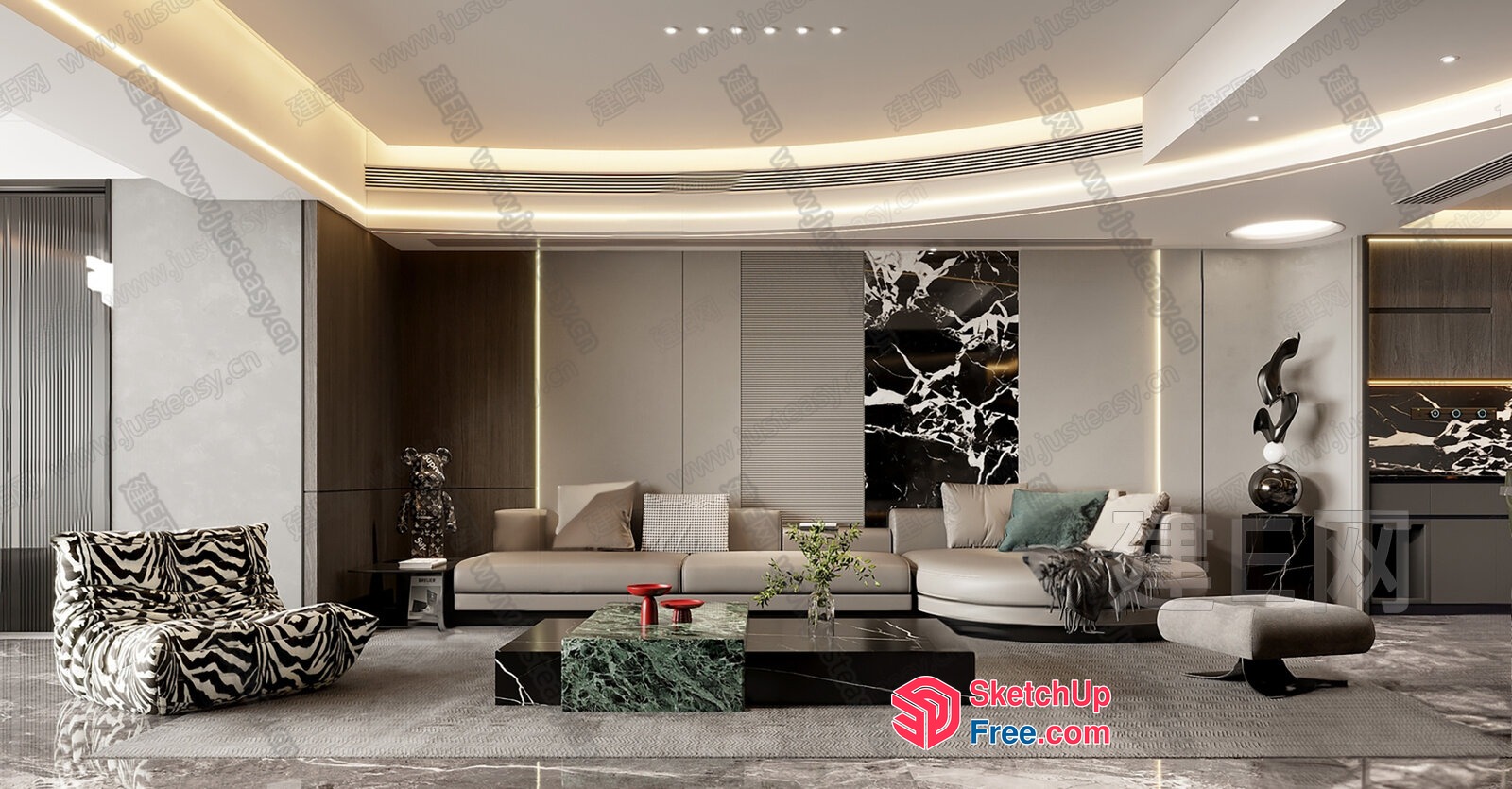 Modern And Sleek Living Room Design 3D SketchUp File
