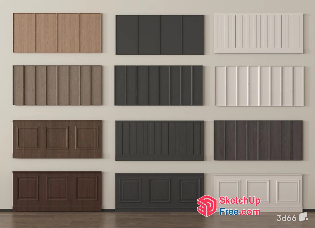 Various Wall Paneling Options 3D SketchUp File