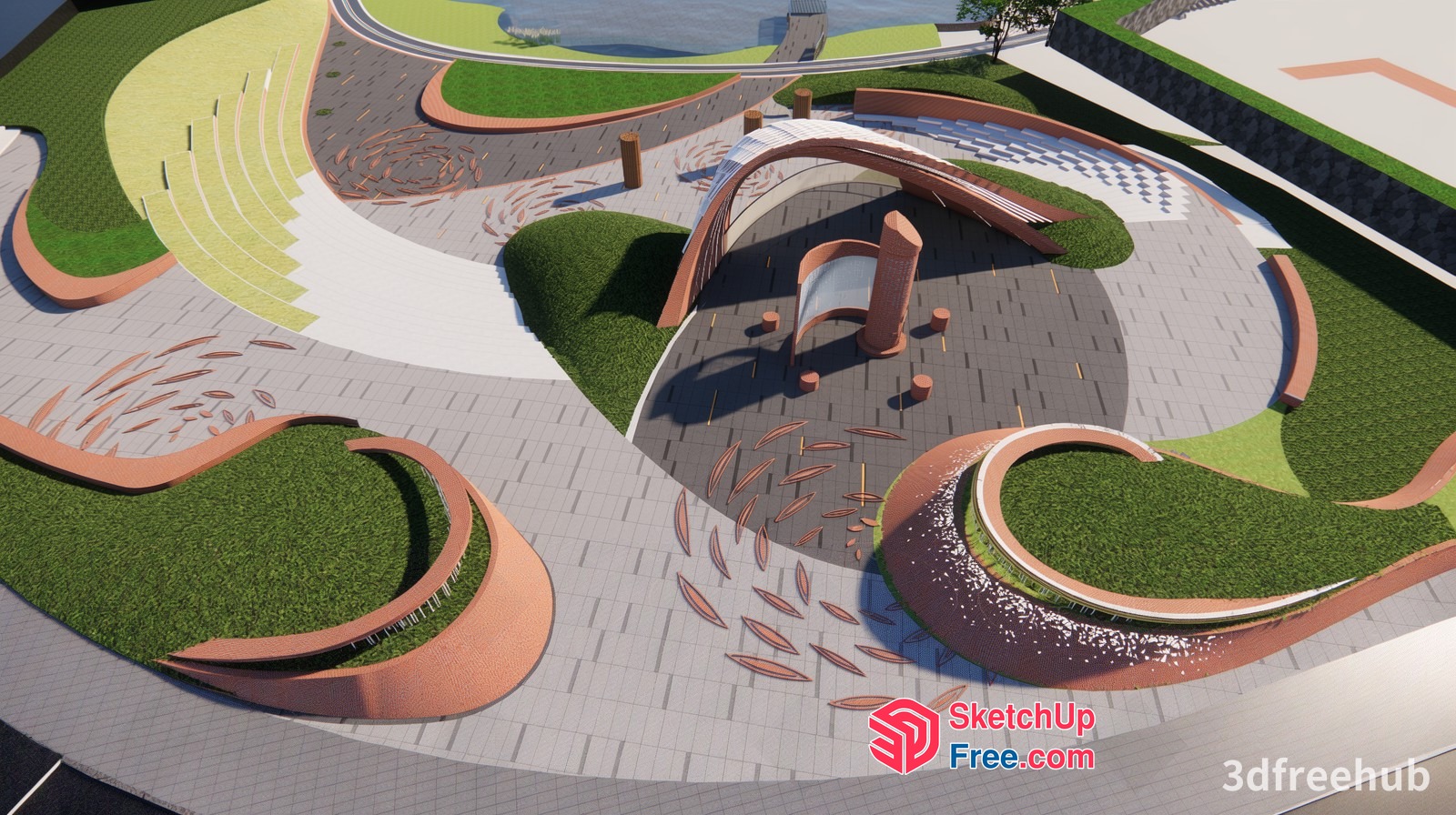 Modern Outdoor Public Space Design 3D SketchUp File