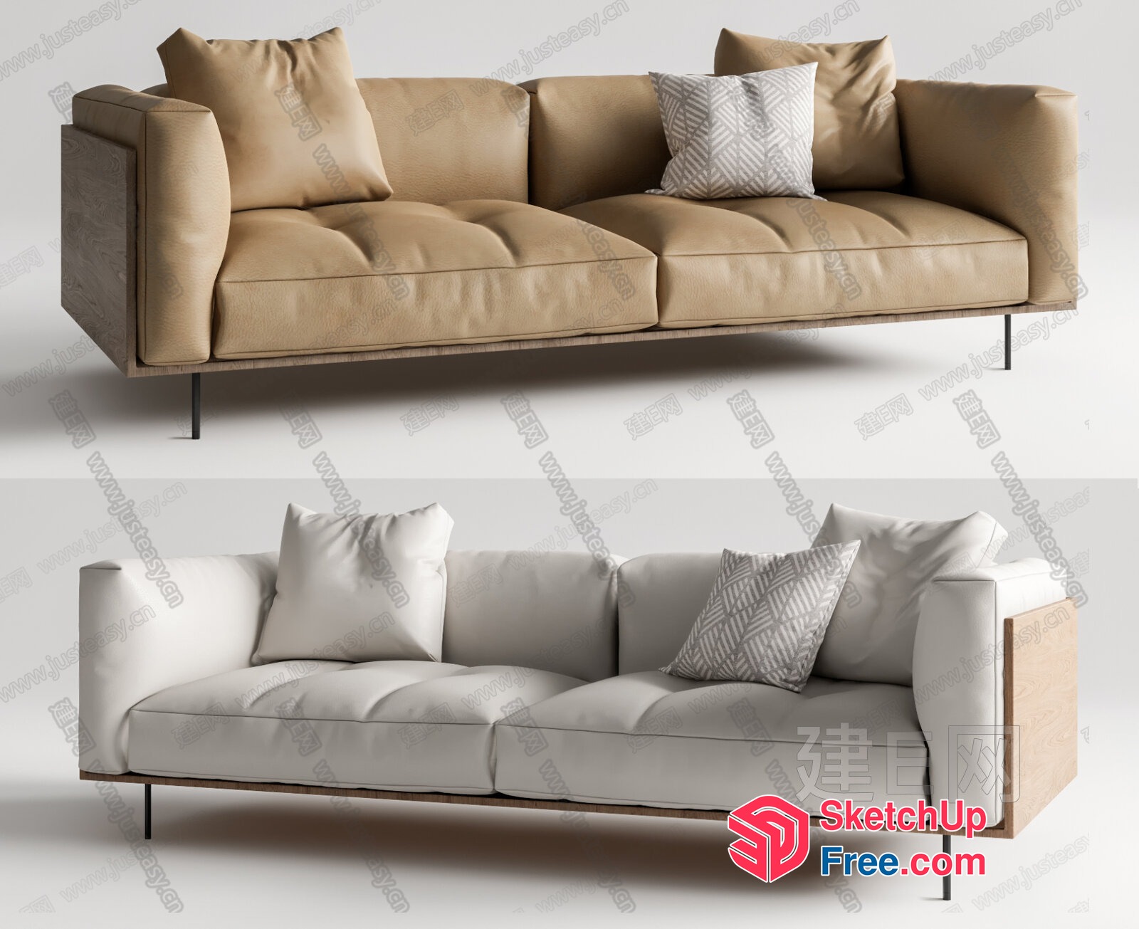 Modern Sofa Designs With Neutral Colors And Pillows 3D SketchUp File