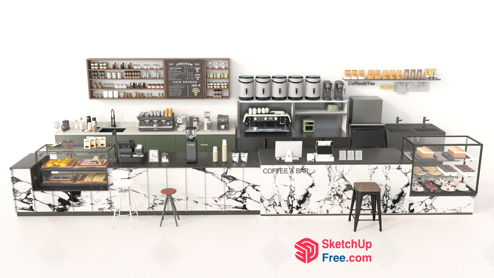 Modern Coffee Shop Interior 3D SketchUp File
