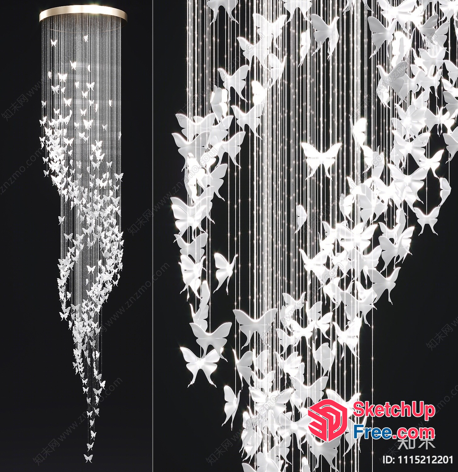 Elegant White Butterfly Ceiling Decoration 3D SketchUp File