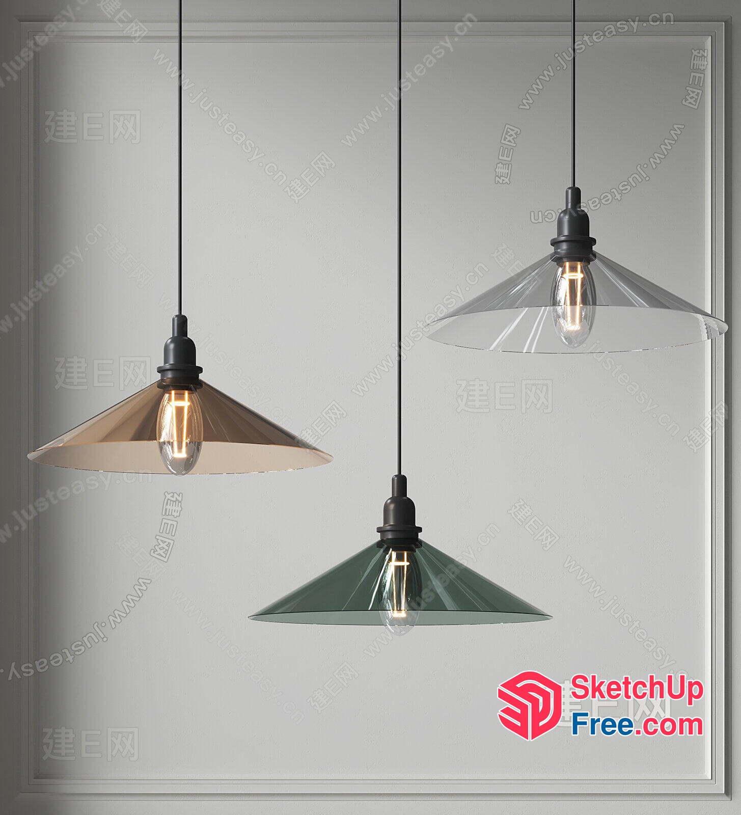 Hanging Pendant Lights In Distinctive Shades 3D SketchUp File