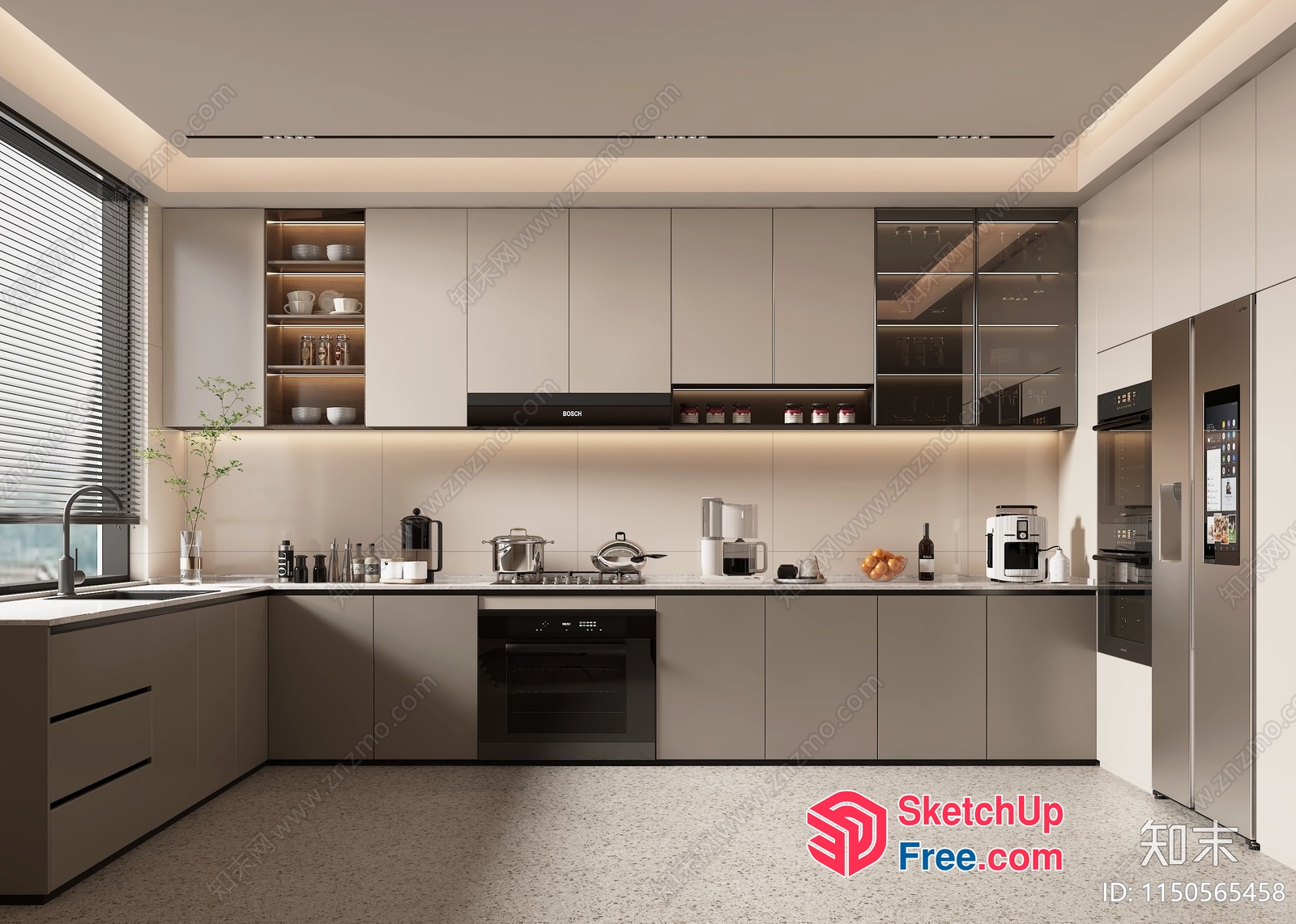 Modern Kitchen With Sleek Appliances And Neutral Tones 3D SketchUp File