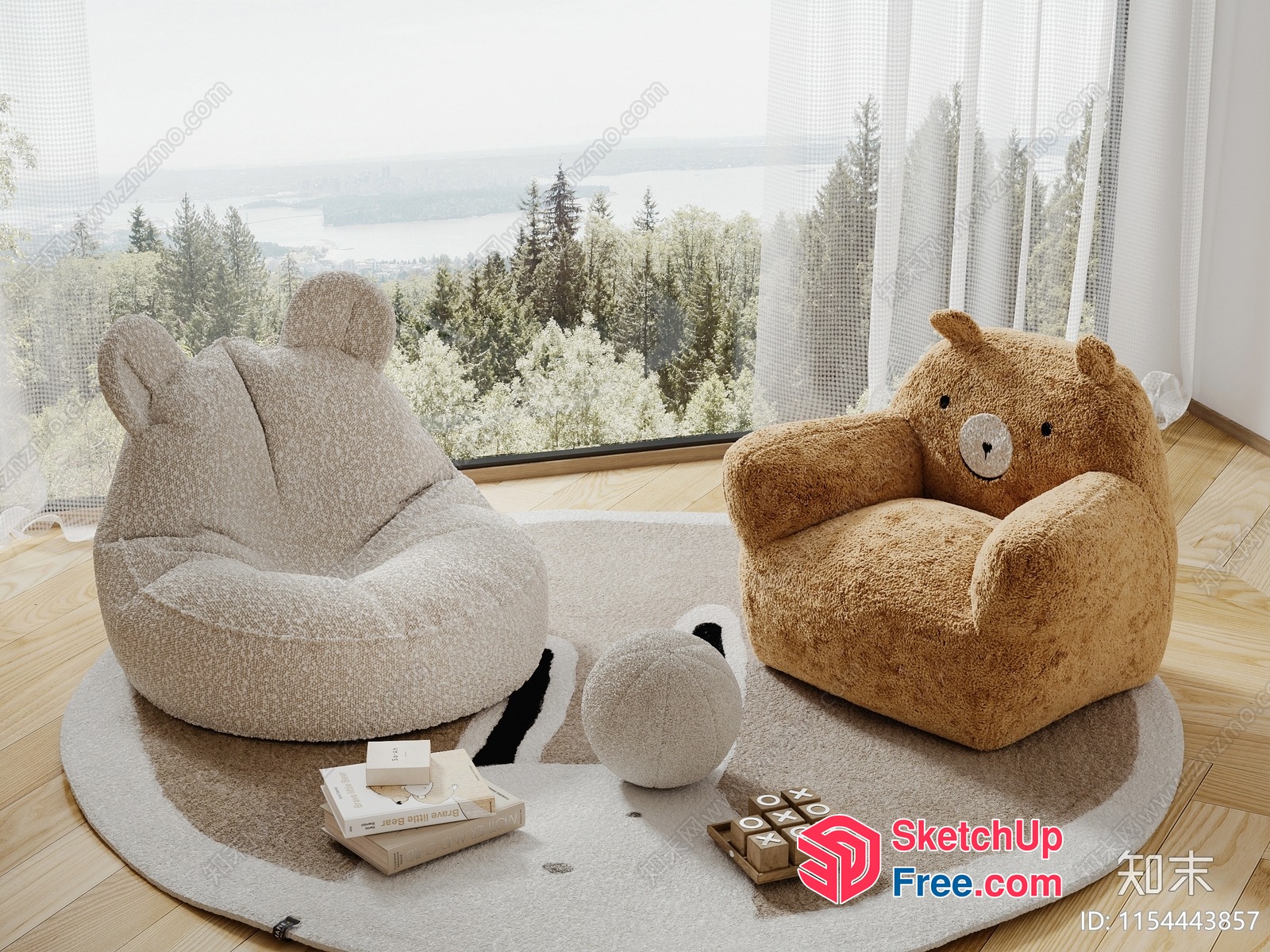 Cozy Bear-Themed Children'S Reading Nook 3D SketchUp File