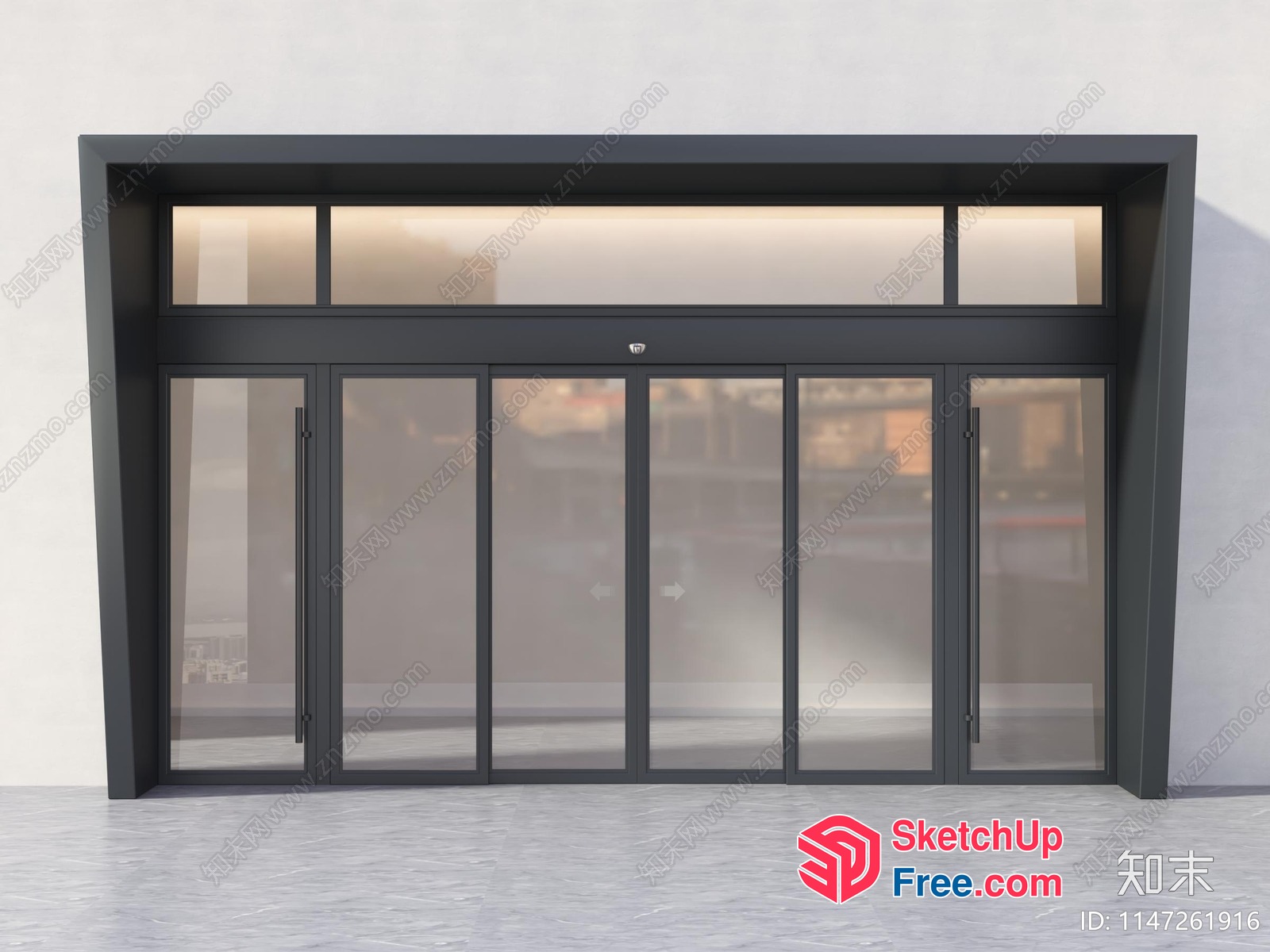 Modern Glass Curtain Wall Entrance 3D SketchUp File