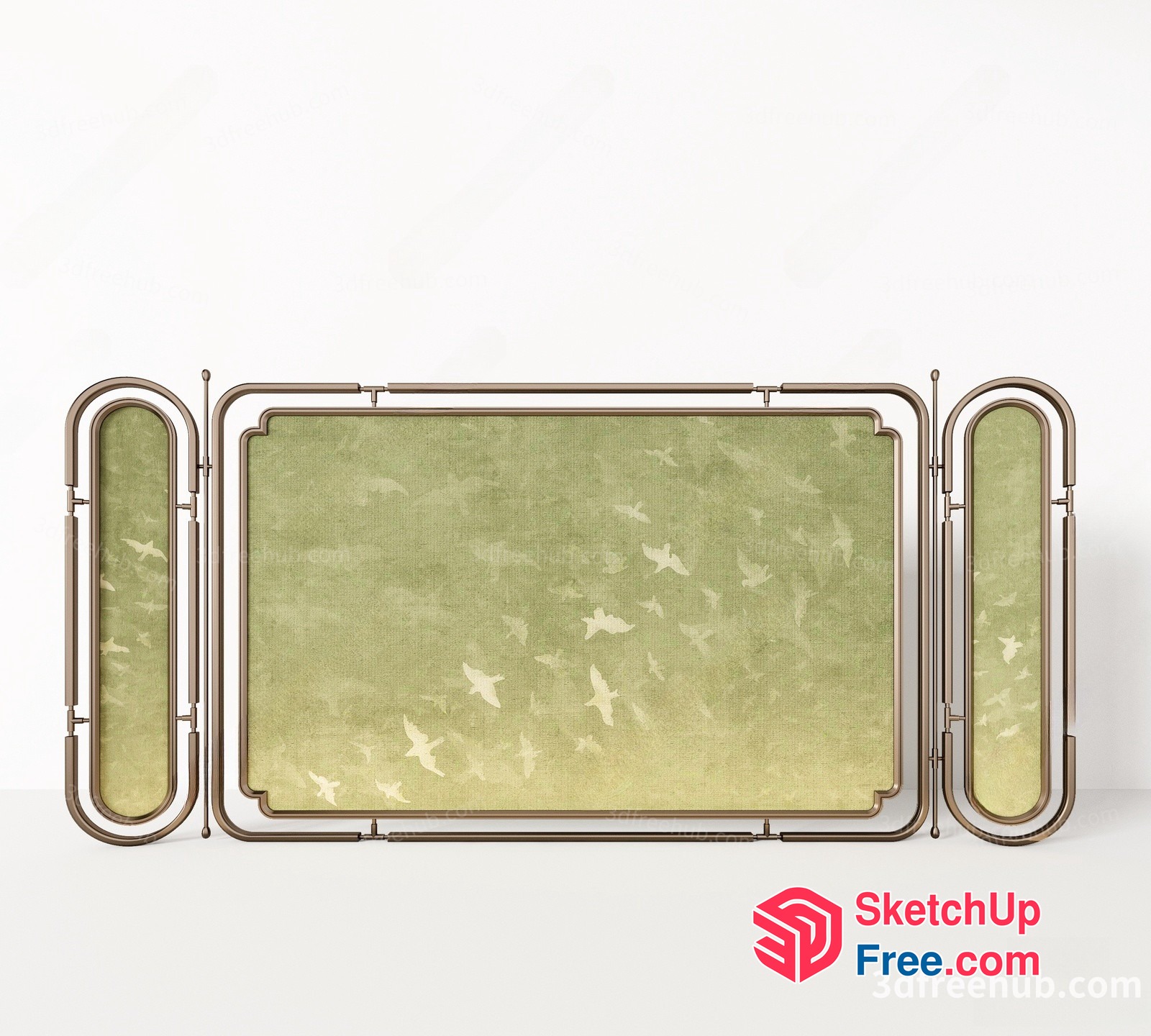Vintage Green Bird Design Wall Partition 3D SketchUp File