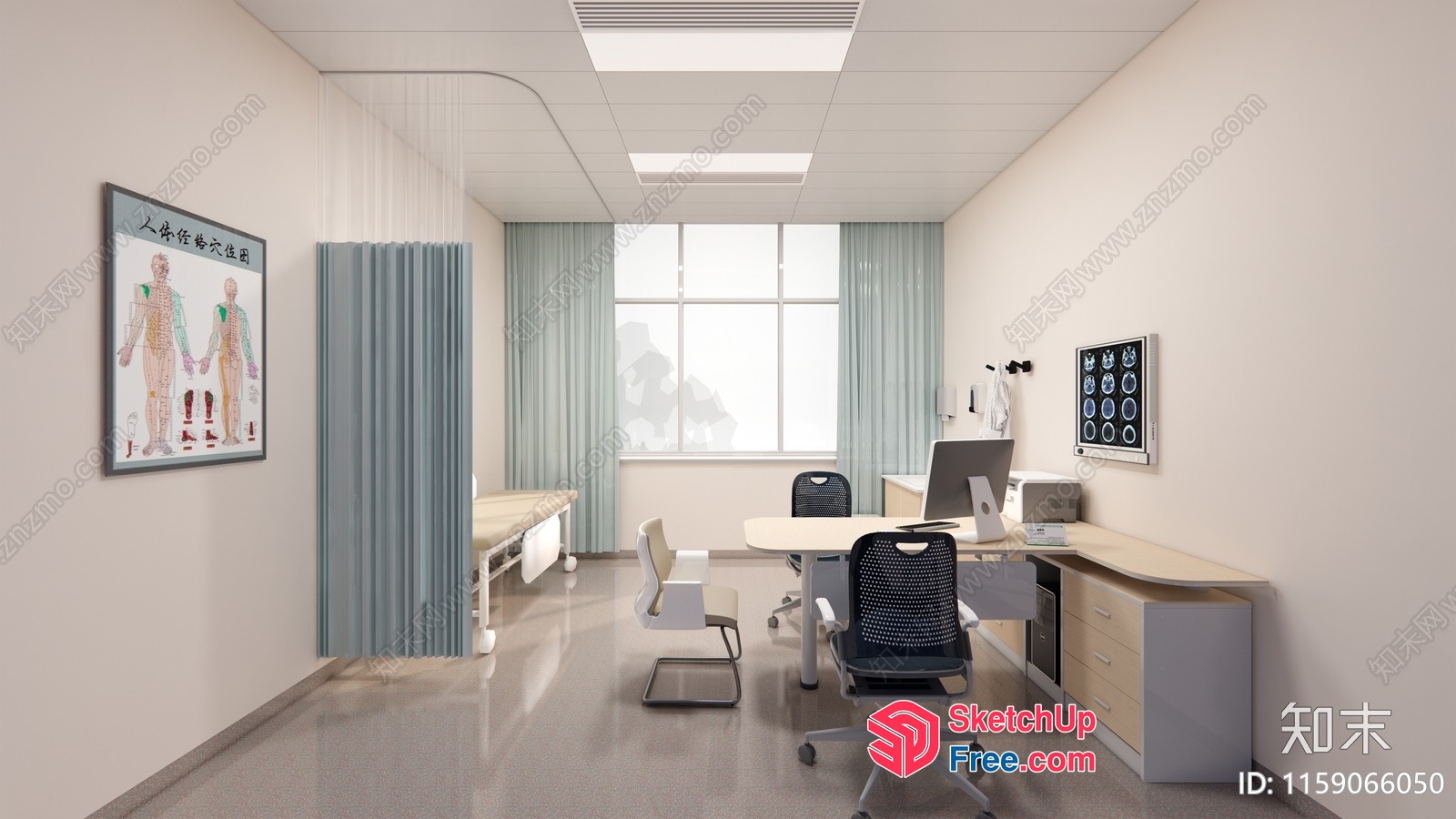 Modern Medical Office Interior With Clean And Simple Design 3D SketchUp File