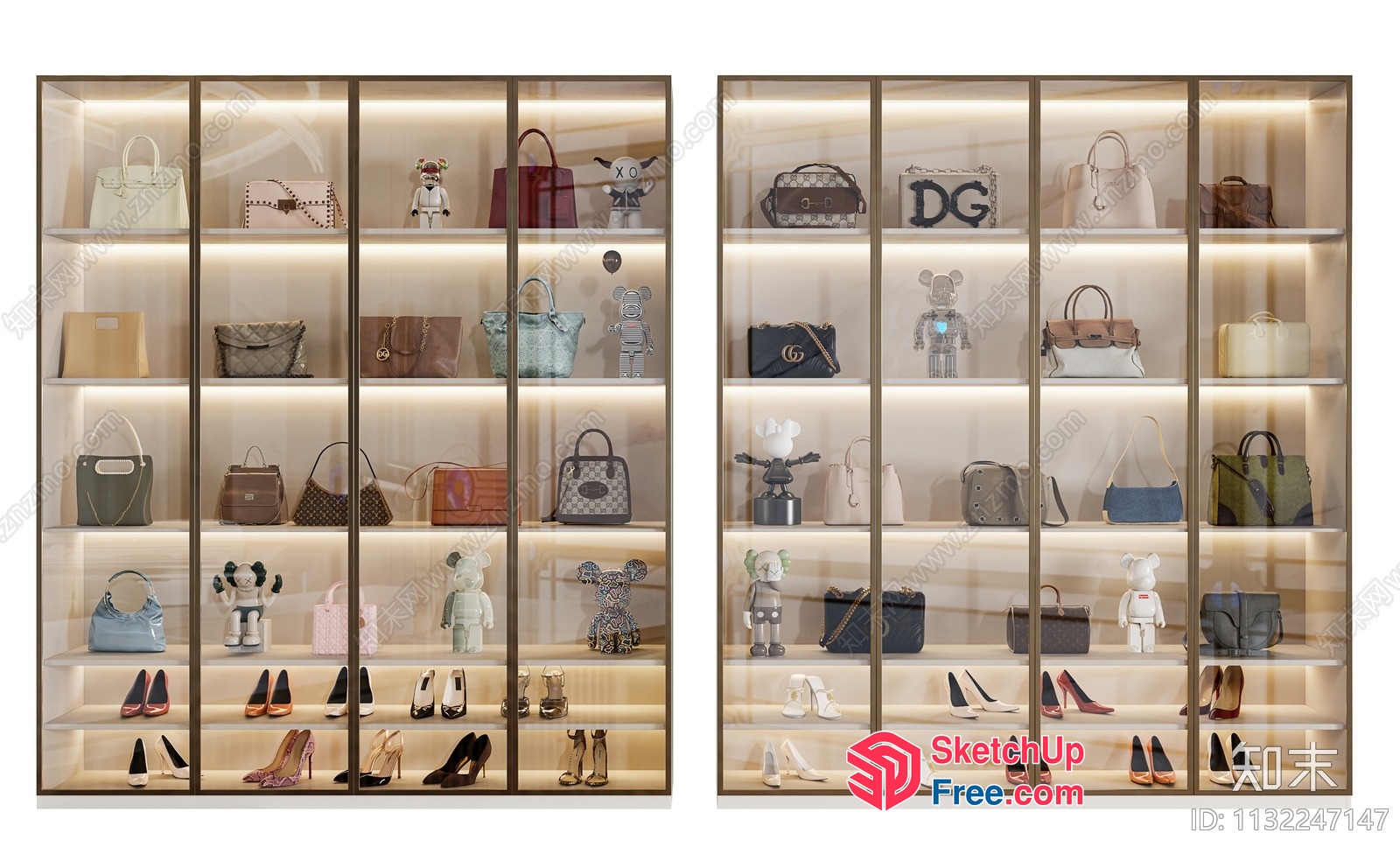 Luxurious Display Of Handbags And Shoes 3D SketchUp File
