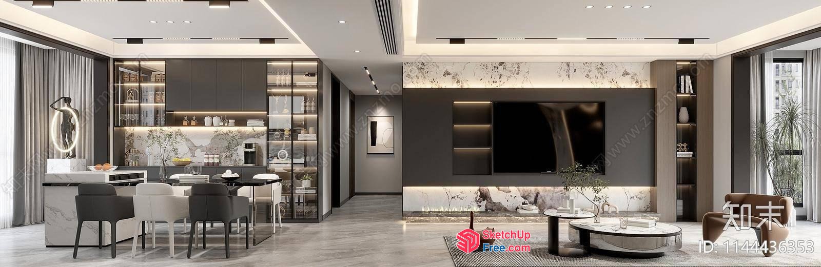 Modern And Luxurious Living Space 3D SketchUp File