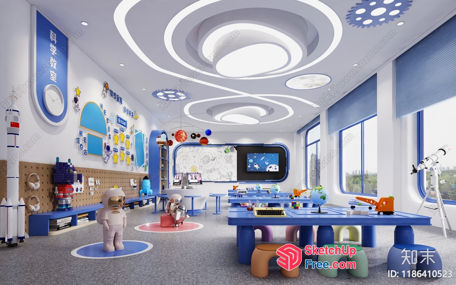 Futuristic Space-Themed Classroom 3D SketchUp File