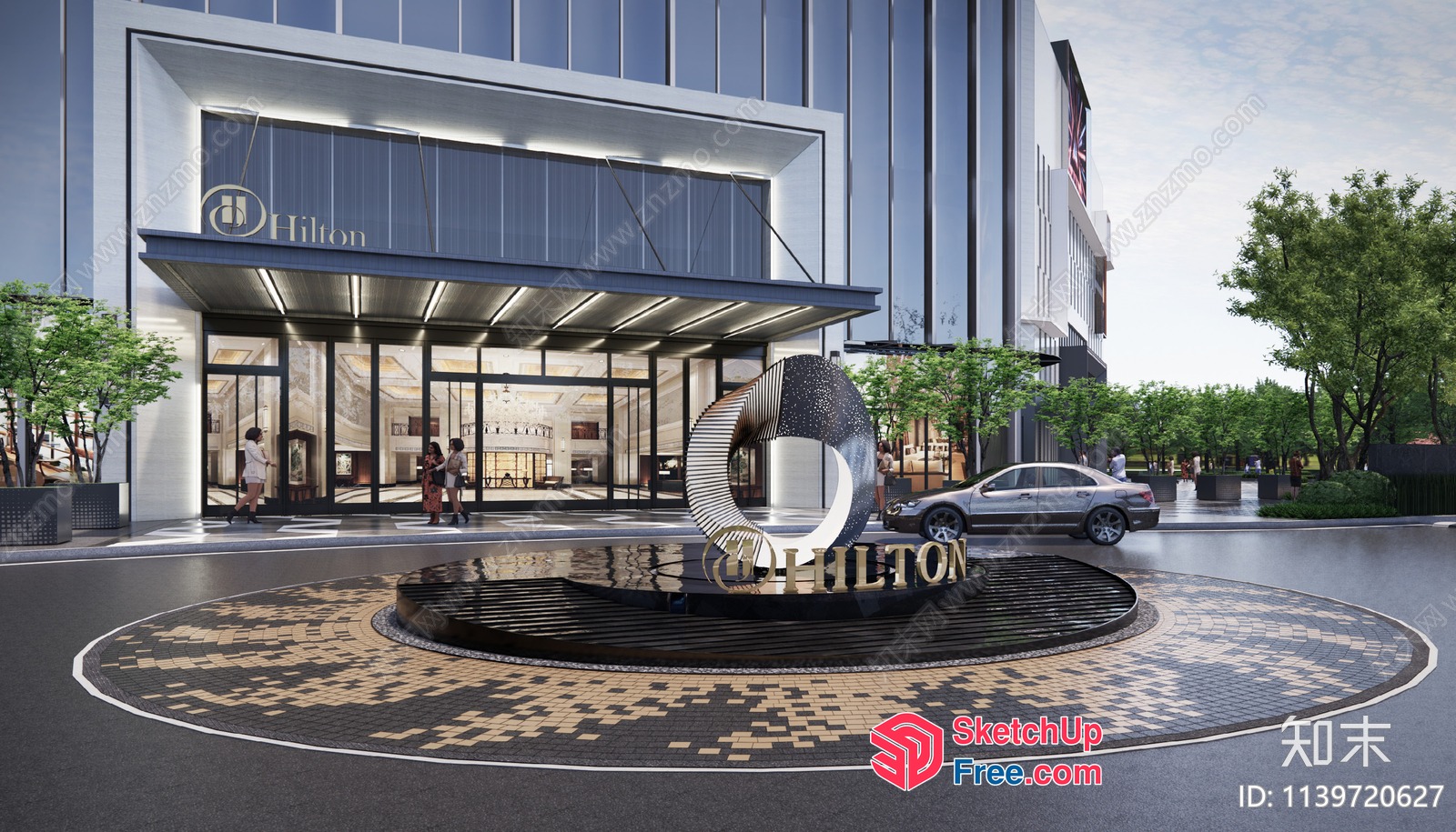 Modern Commercial Building Entrance 3D SketchUp File