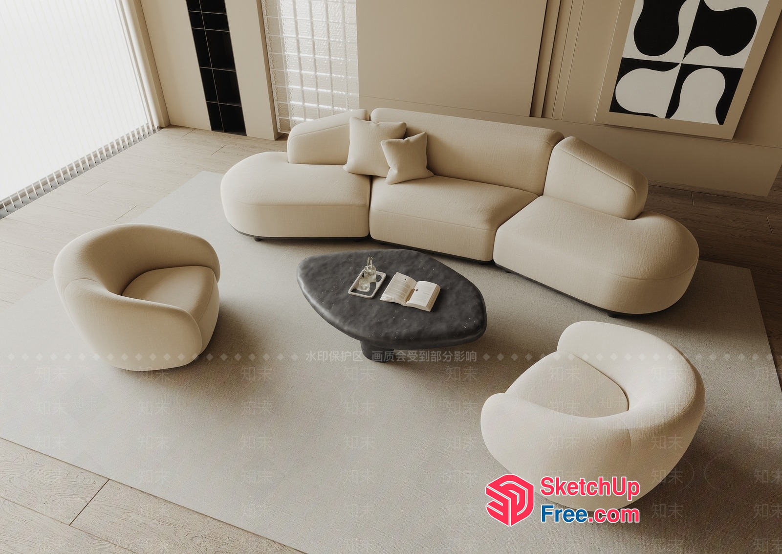 Modern Minimalist Living Room Interior Design 3D SketchUp File