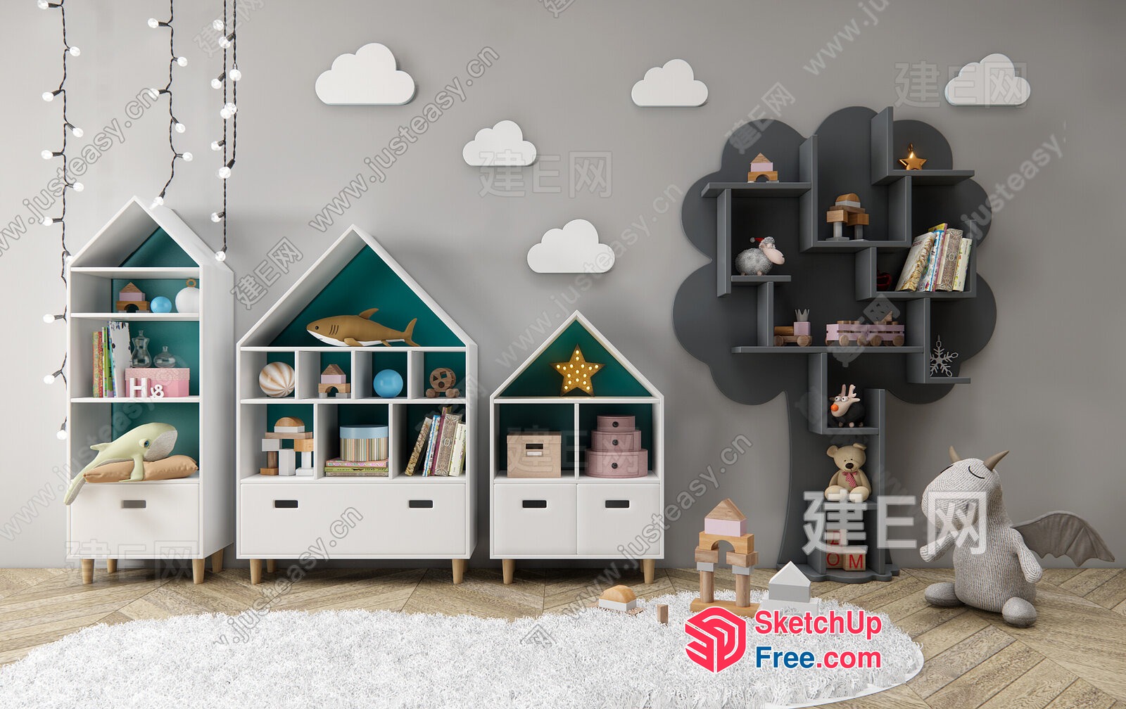 Cozy Children'S Playroom With Modern Furniture And Toys 3D SketchUp File