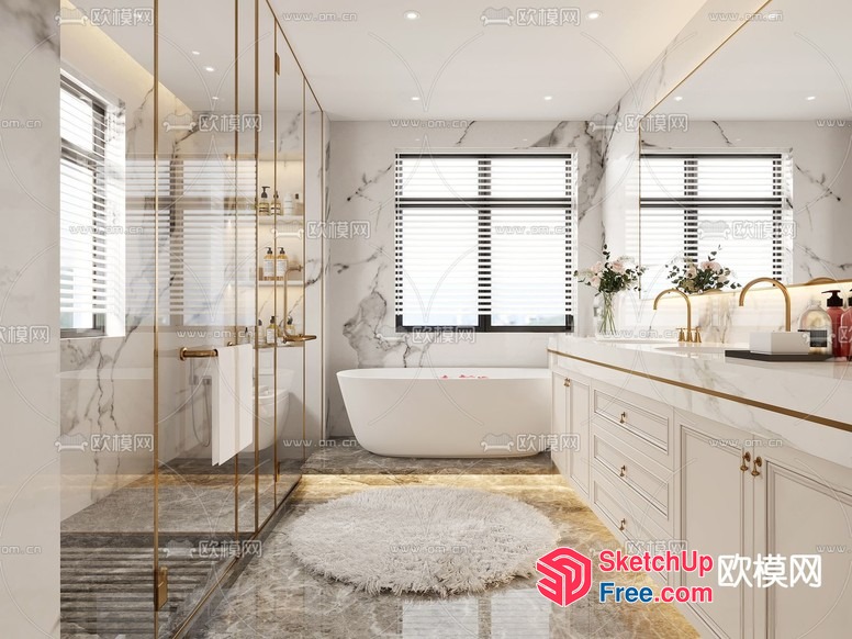 Elegant Modern Bathroom Interior Design 3D SketchUp File