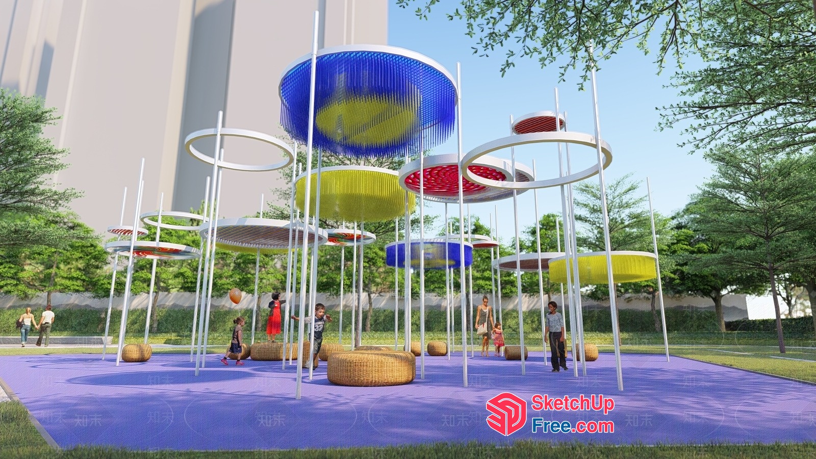 Colorful Outdoor Play Structure With Unique Design Elements 3D SketchUp File