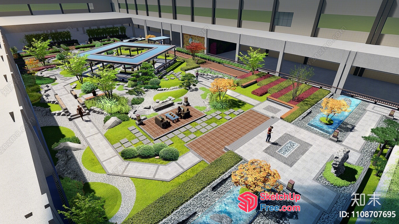 Japanese-Inspired Courtyard Design 3D SketchUp File