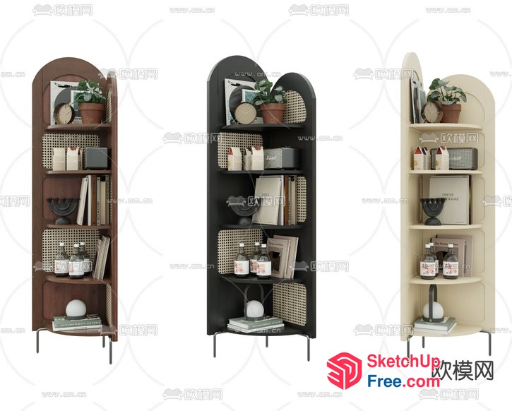 Curved Bookcase With Shelf 3D SketchUp File