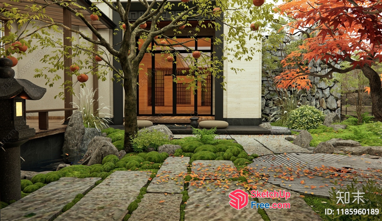 Elegant Japanese Villa With Autumnal Elements 3D SketchUp File