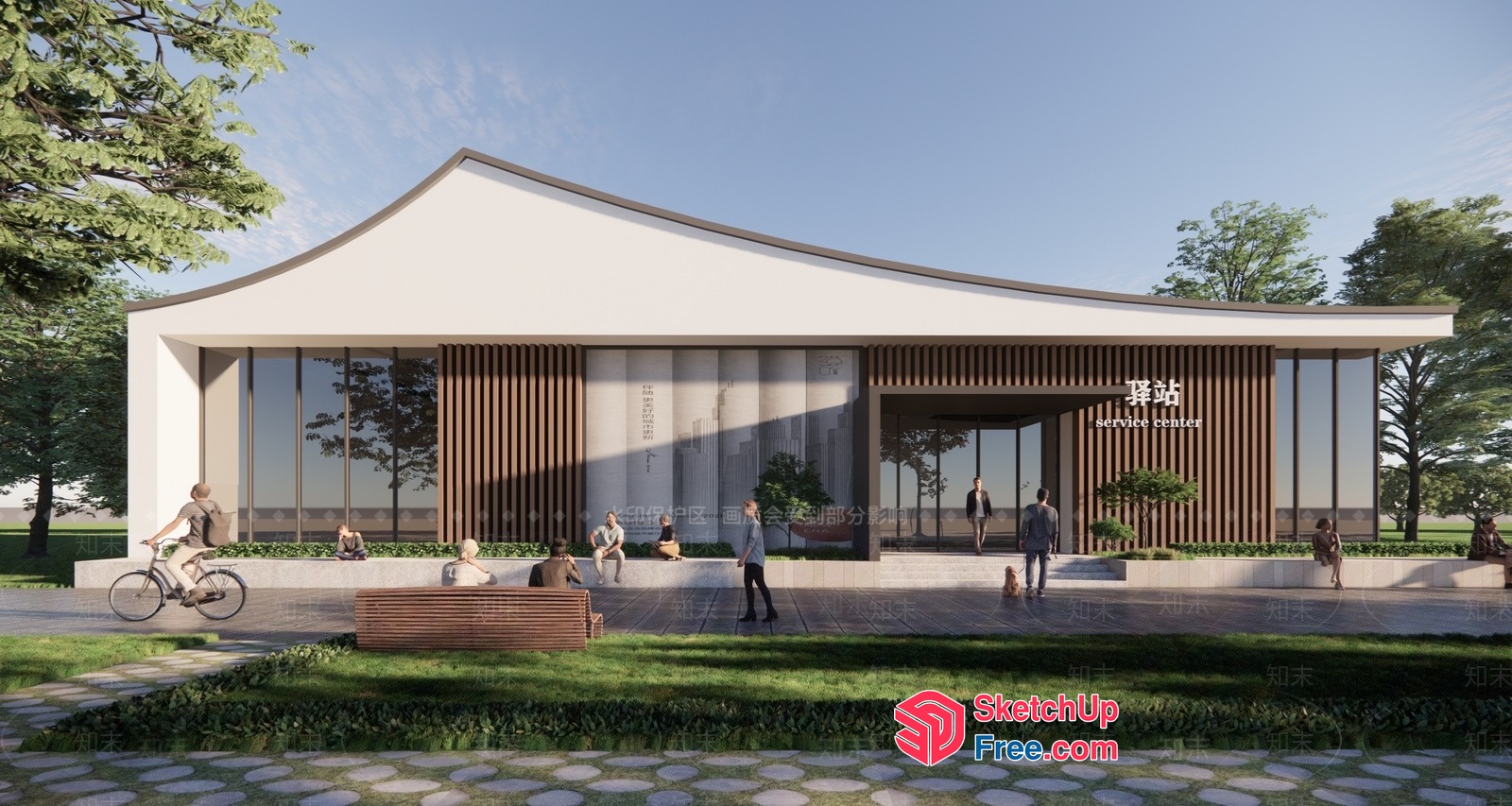 Modern Service Center Exterior 3D SketchUp File