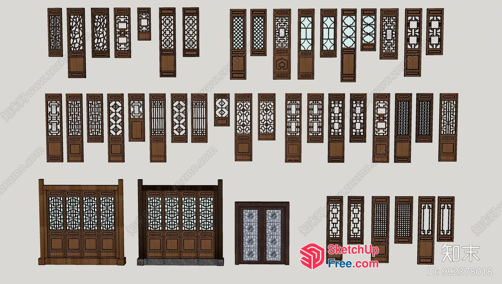 Traditional Chinese Window Design Elements 3D SketchUp File