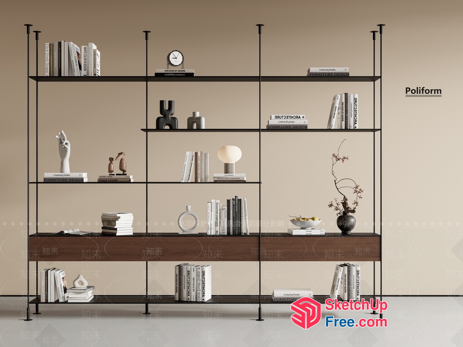 Modern Shelving Unit With Decorative Items 3D SketchUp File