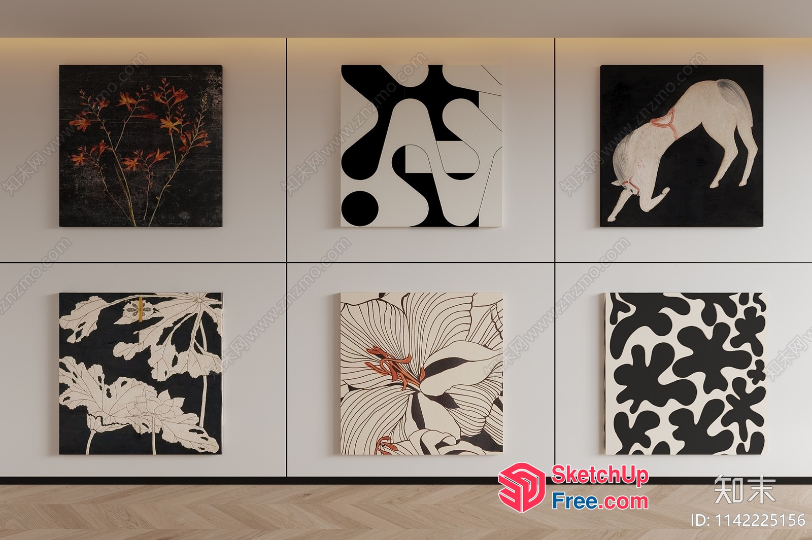 Elegant Black And White Art Gallery 3D SketchUp File