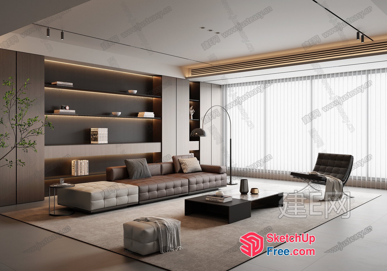 Modern Living Room With Sleek Furniture And Natural Light 3D SketchUp File