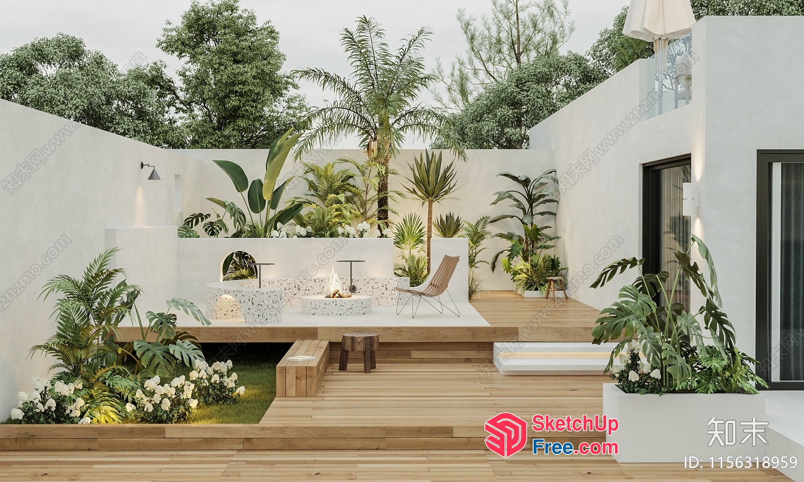 Tropical Modern Outdoor Living Space 3D SketchUp File