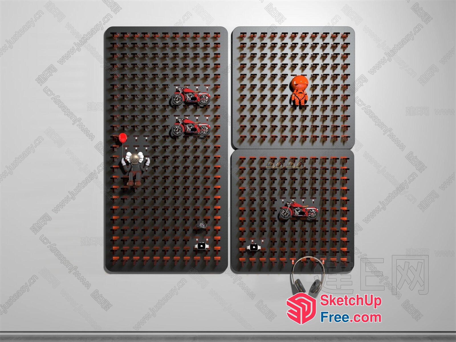 3D Display Wall For Motorcycles And Accessories 3D SketchUp File