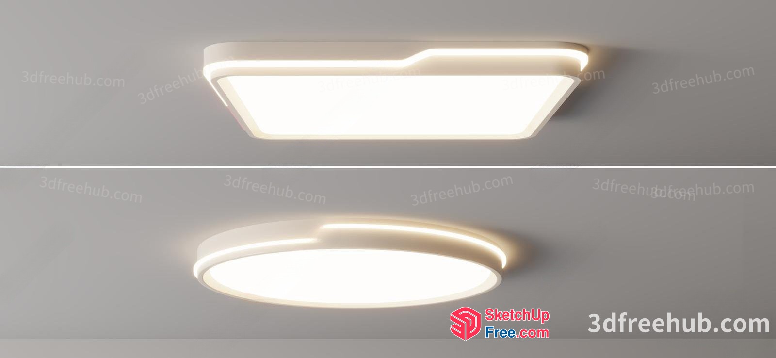 Modern Ceiling Light Fixtures With Soft Glow 3D SketchUp File
