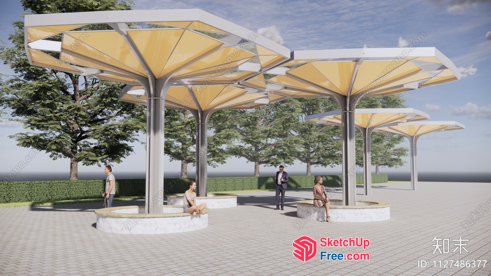 Outdoor Shade Structures With Modern Design 3D SketchUp File