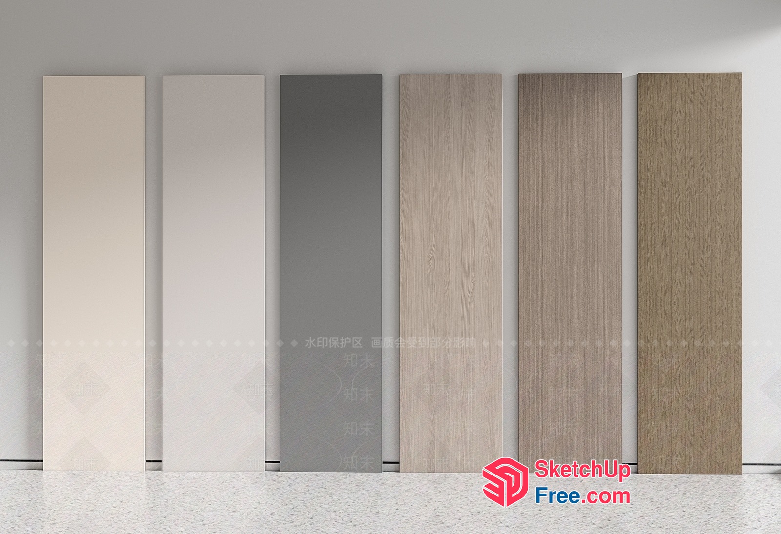 Six Tall Panels In Neutral Colors 3D SketchUp File