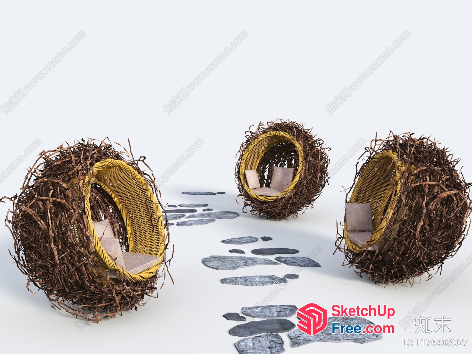 Unique Rattan And Wicker Furniture Set 3D SketchUp File