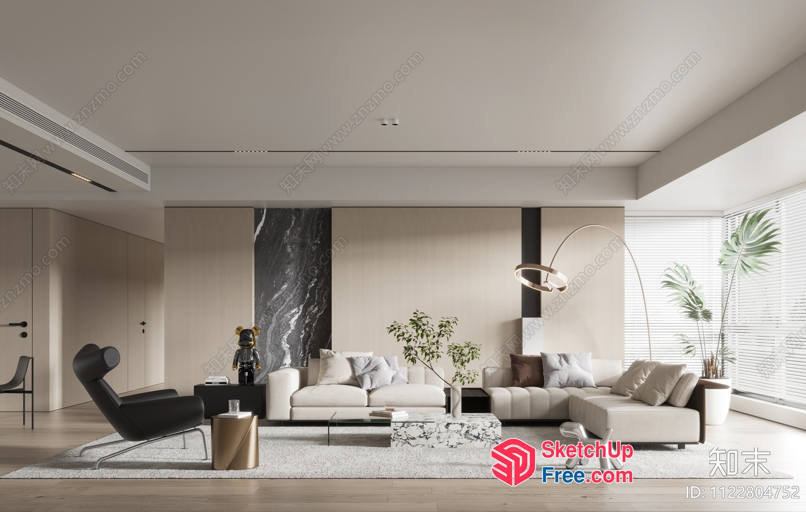 Modern Living Room With Sleek Furniture And Neutral Color Scheme 3D SketchUp File