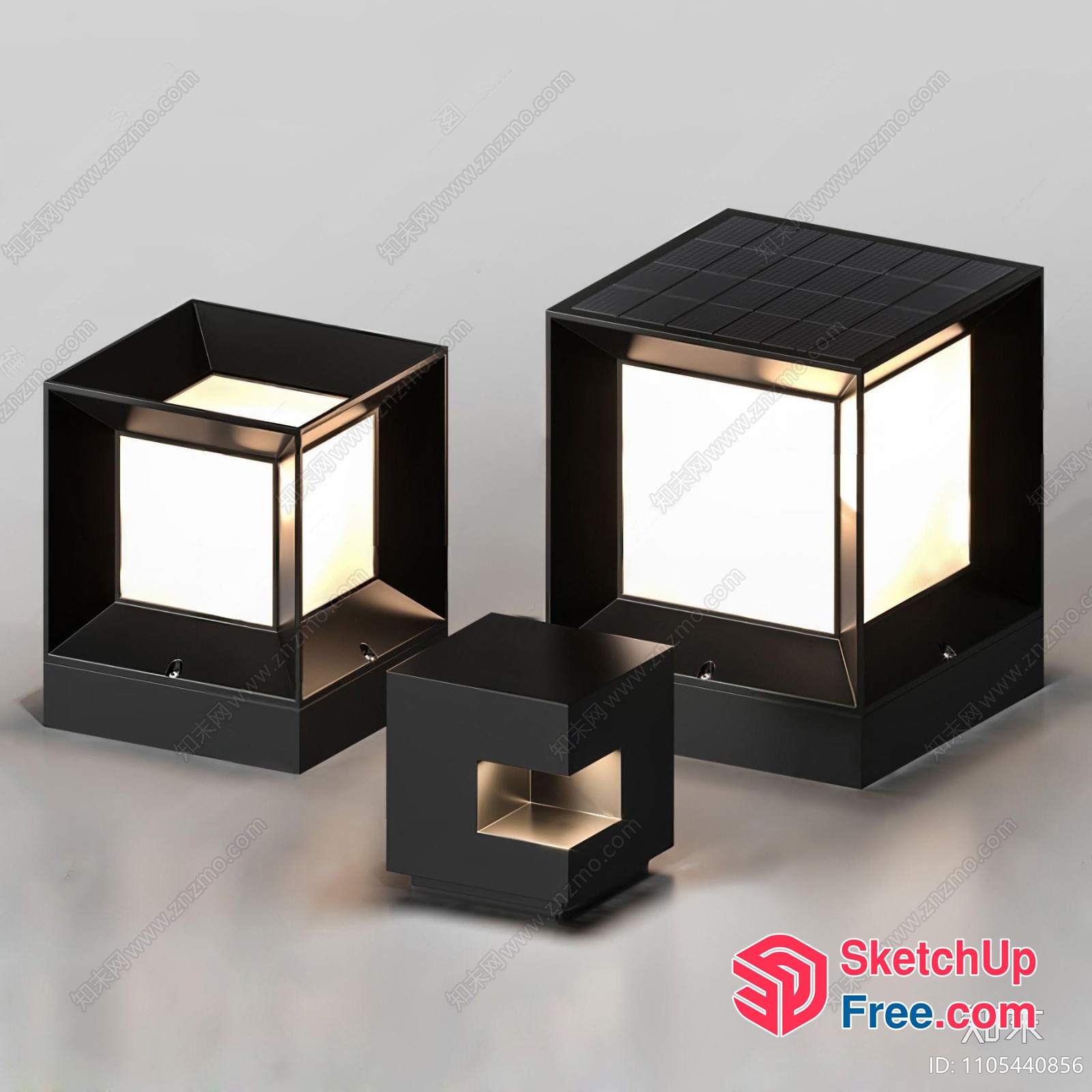 Modern Black And White Outdoor Light Fixtures 3D SketchUp File