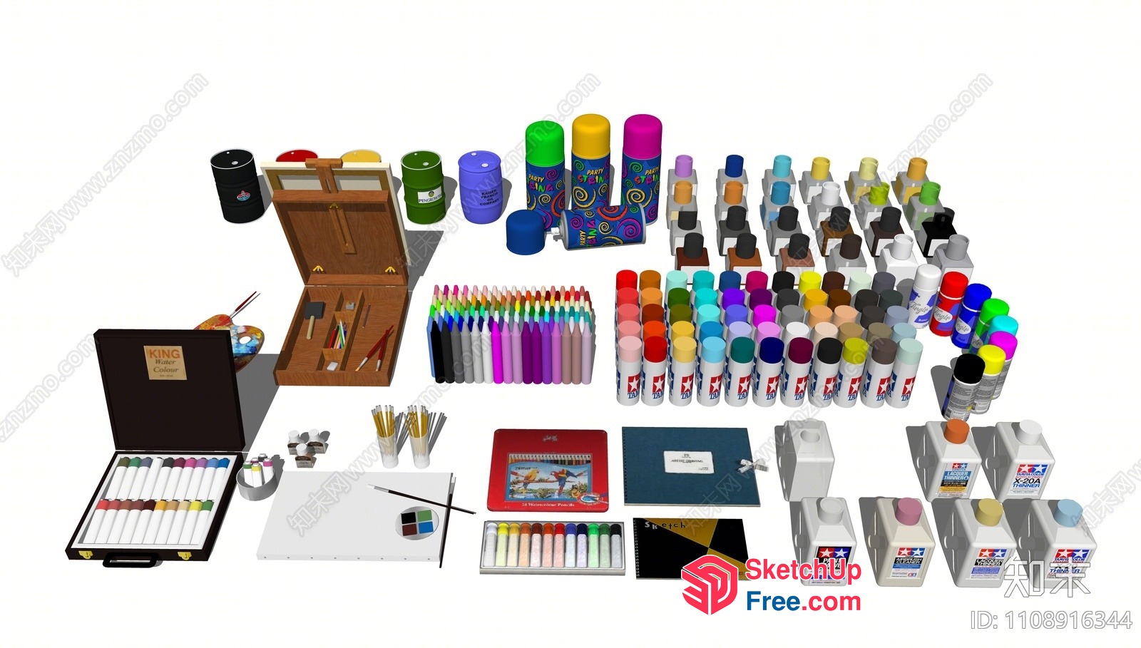 3D Rendering Of Art Supplies And Tools 3D SketchUp File