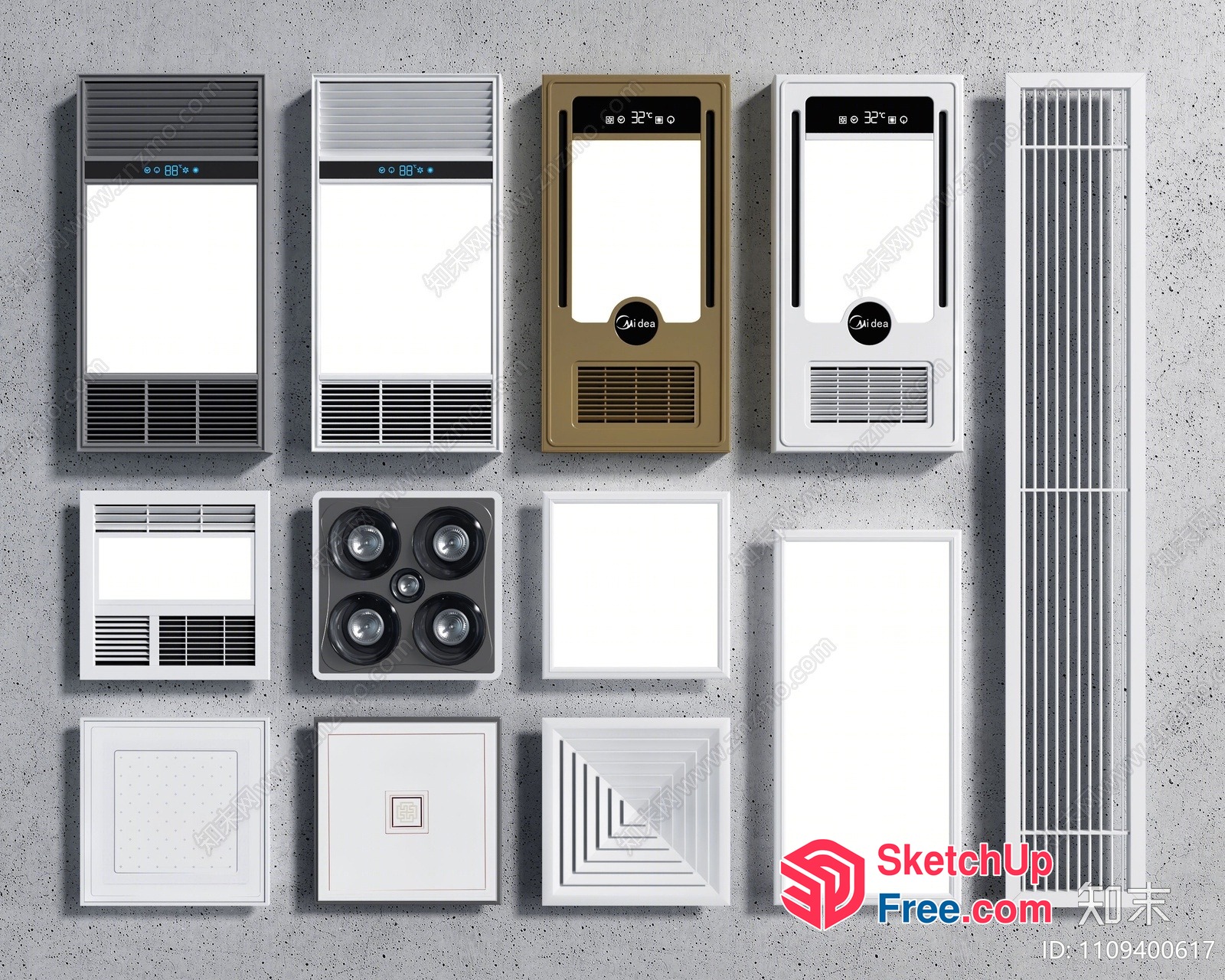 Collection Of Modern Wall-Mounted Ventilation Units 3D SketchUp File