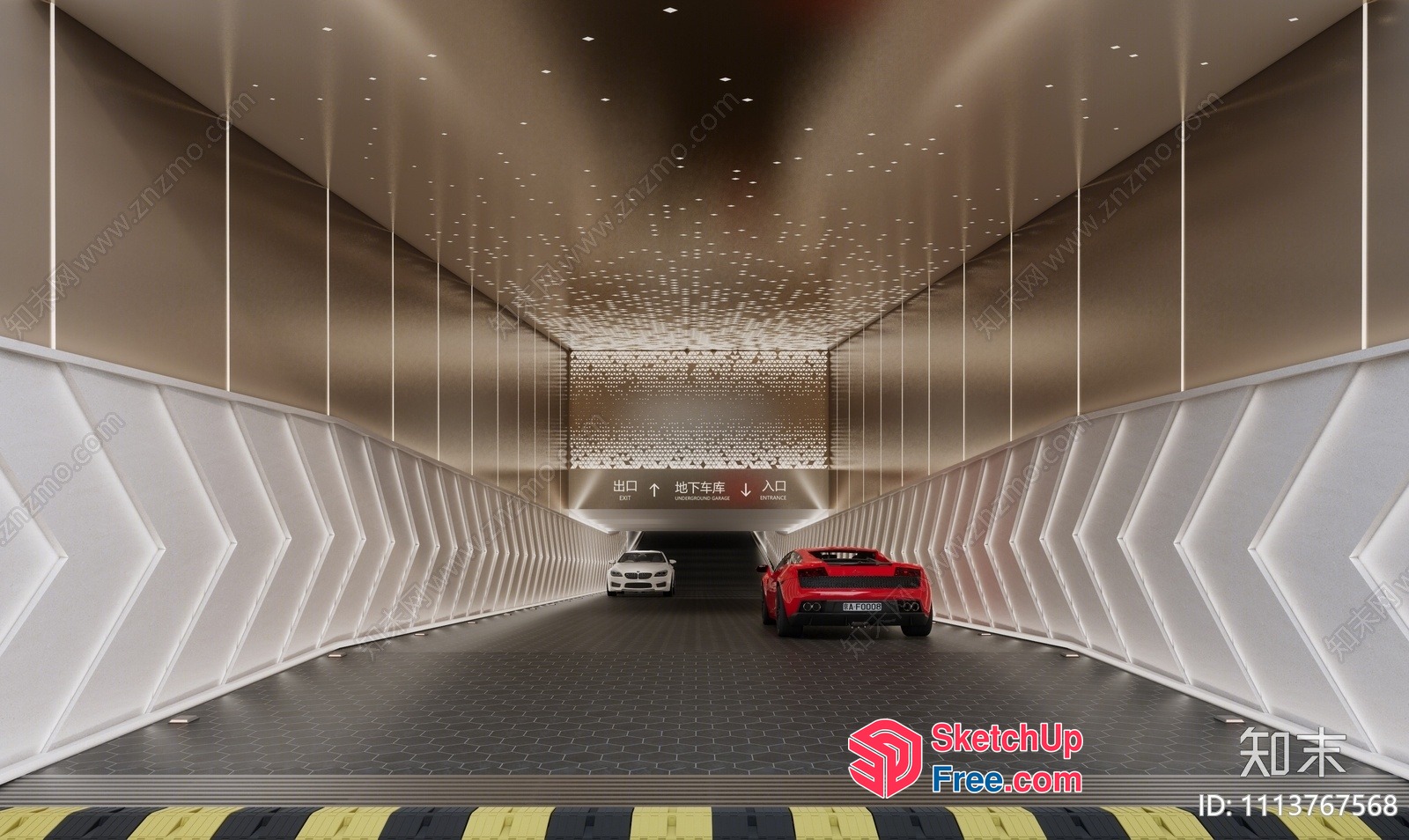 Luxurious Garage Interior With Modern Cars And Decor 3D SketchUp File