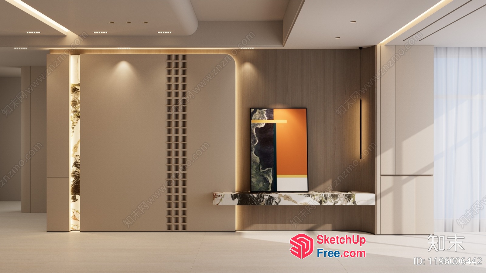 Modern Minimalist Interior With Creamy Style And Natural Elements 3D SketchUp File