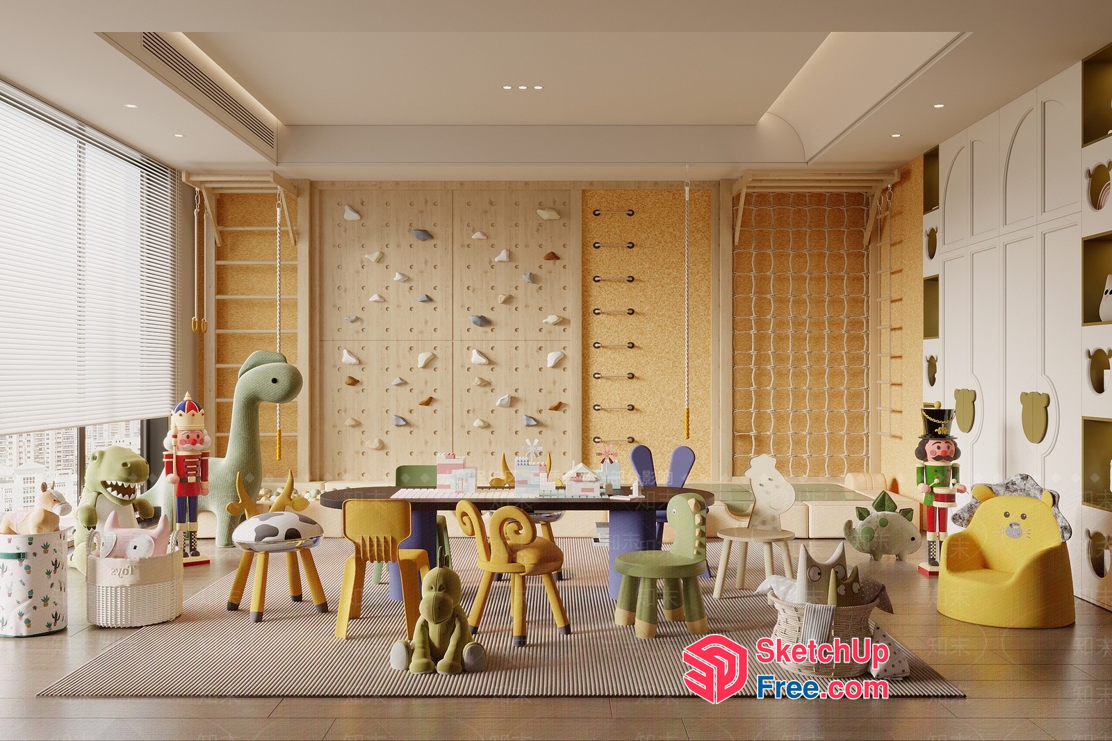 Colorful Children'S Playroom With Dinosaur Decorations 3D SketchUp File