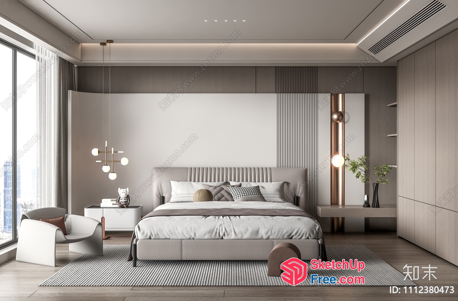 Modern Minimalist Bedroom With Neutral Color Scheme 3D SketchUp File