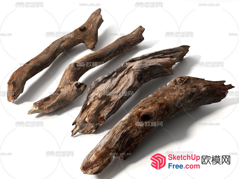 Five Pieces Of Weathered Wood 3D SketchUp File