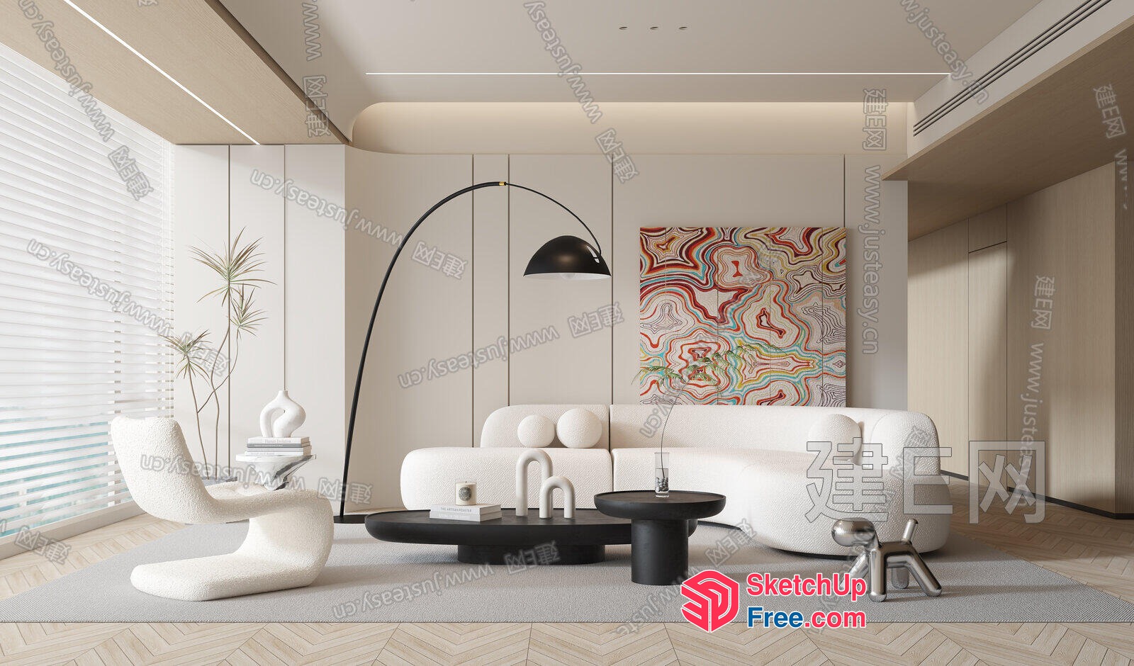 Modern Minimalist Japanese Style Living Room 3D SketchUp File